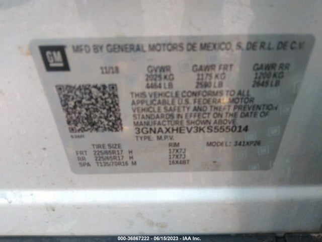 Chevrolet EQUINOX LS 2019 3GNAXHEV3KS555014 Image 9