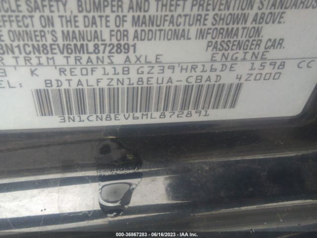 3N1CN8EV6ML872891 Nissan VERSA SV