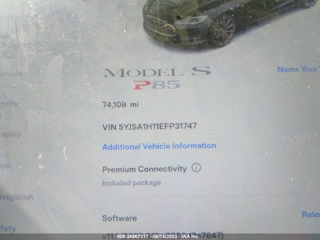 5YJSA1H11EFP31747 Tesla Model S 60 Kwh Battery/p85