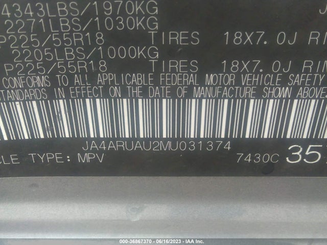 JA4ARUAU2MU031374 Mitsubishi Outlander Sport Se