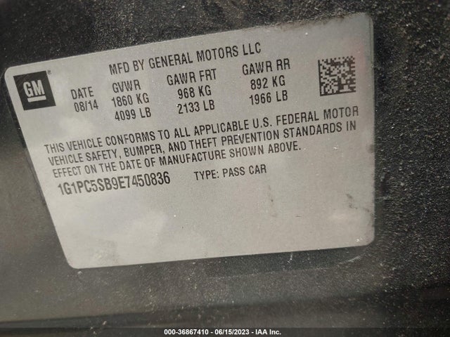 Chevrolet Cruze 1lt 2014 1G1PC5SB9E7450836 Image 9