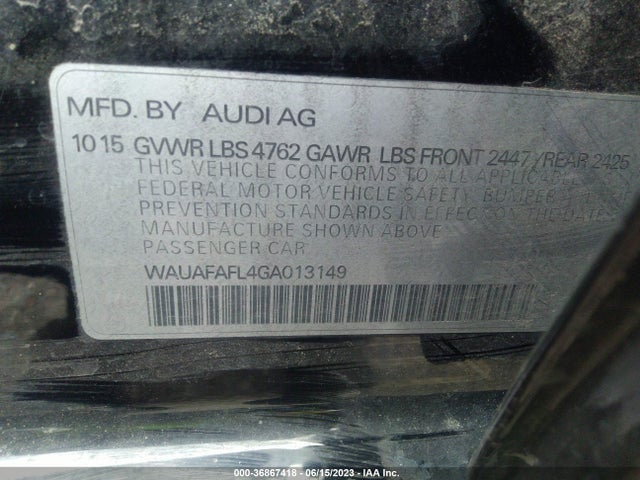 2016 Audi S4, VIN: WAUAFAFL4GA013149