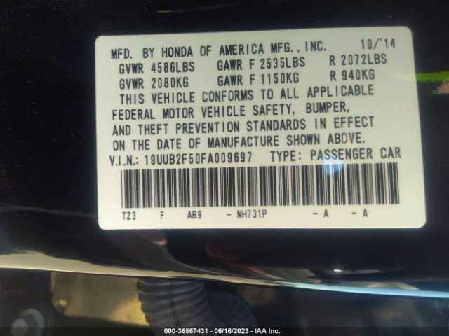 19UUB2F50FA009697 Acura Tlx V6 Tech