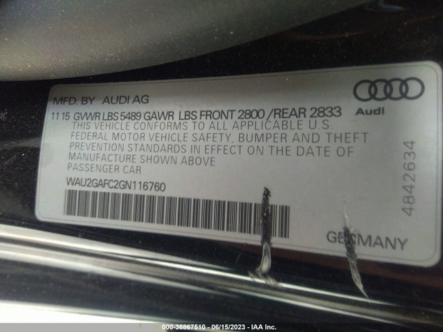 WAU2GAFC2GN116760 Audi A7 3.0 Prestige