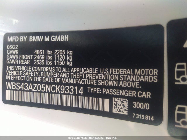 BMW M4 Competition Xdrive 2022 WBS43AZ05NCK93314 Image 16