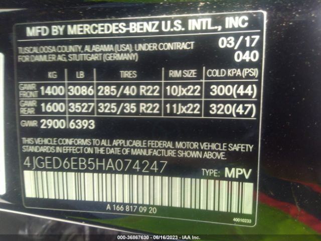 4JGED6EB5HA074247 Mercedes-Benz Gle Amg Gle 43