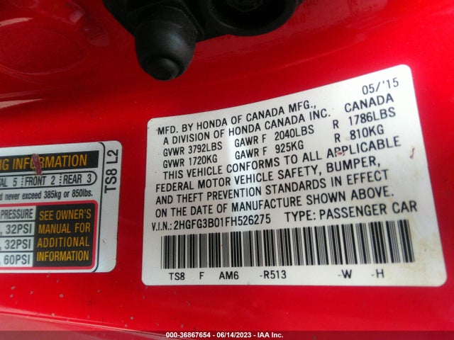 Honda Civic Coupe Ex-l 2015 2HGFG3B01FH526275 Image 14