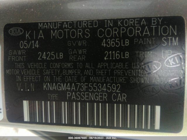 KNAGM4A73F5534592 KIA Optima Lx