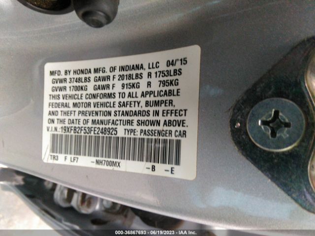 19XFB2F53FE248925 Honda Civic Sedan Lx