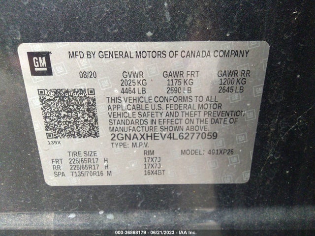 Chevrolet EQUINOX LS 2020 2GNAXHEV4L6277059 Image 9