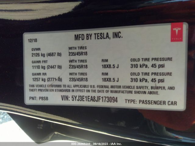 Tesla Model 3 Range Battery 2018 5YJ3E1EA8JF173094 Image 16