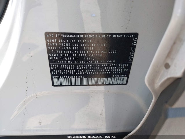 3VV1B7AX6KM181982 Volkswagen TIGUAN S