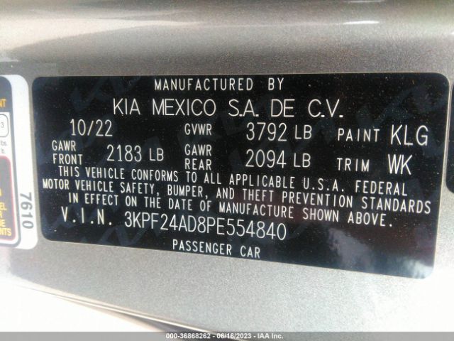 3KPF24AD8PE554840 KIA Forte Lxs