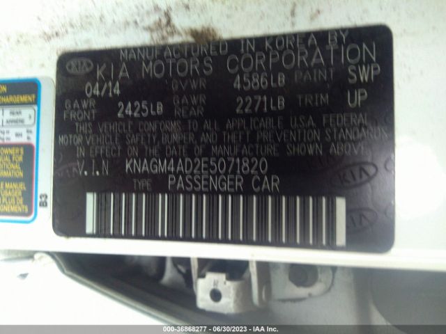 KNAGM4AD2E5071820 KIA Optima Hybrid Lx