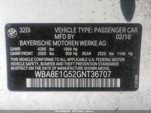 WBA8E1G52GNT36707 BMW 3 Series 320i