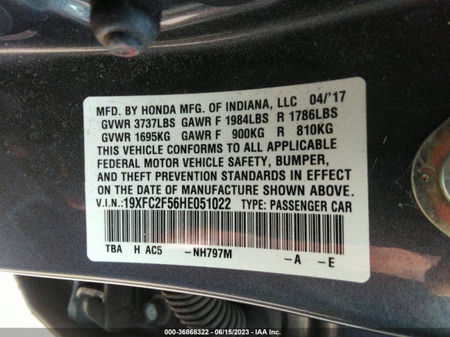 Honda Civic Sedan Lx 2017 19XFC2F56HE051022 Image 9