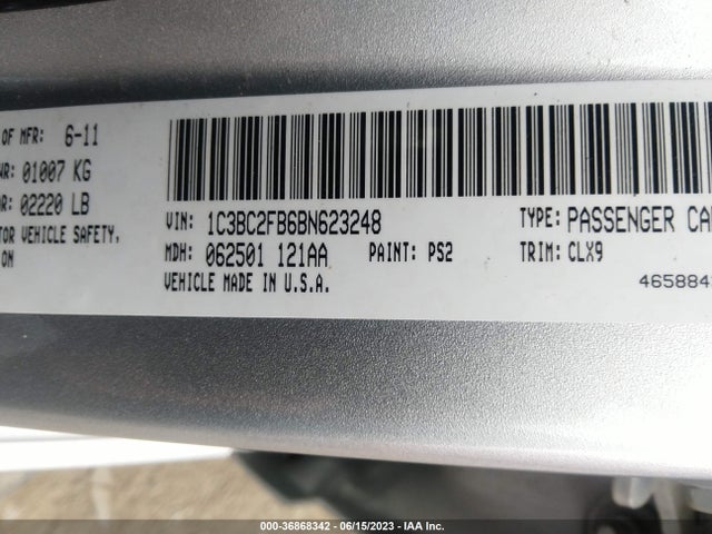 2011 CHRYSLER 200 LIMITED VIN: 1C3BC2FB6BN623248