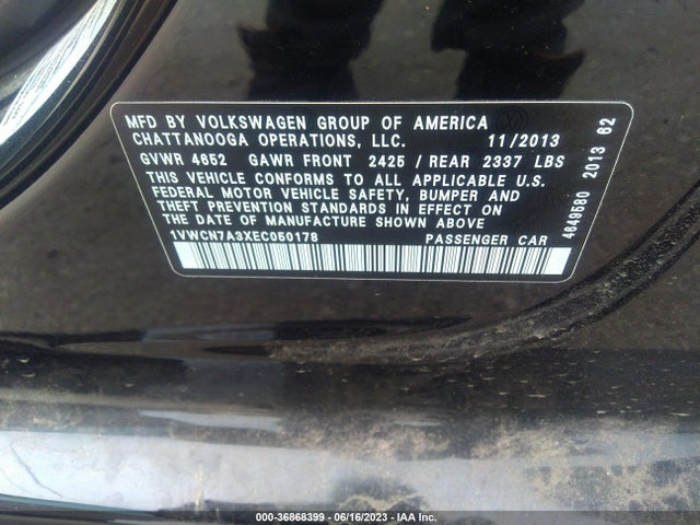 1VWCN7A3XEC050178 Volkswagen Passat Tdi Sel Premium