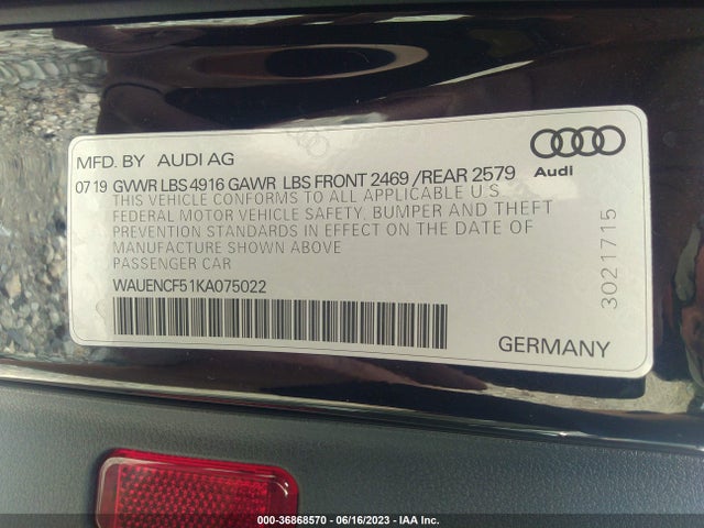 WAUENCF51KA075022 Audi A5 Sportback Premium Plus