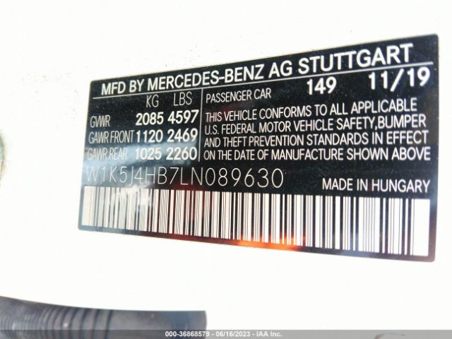 W1K5J4HB7LN089630 Mercedes-Benz Cla Cla 250