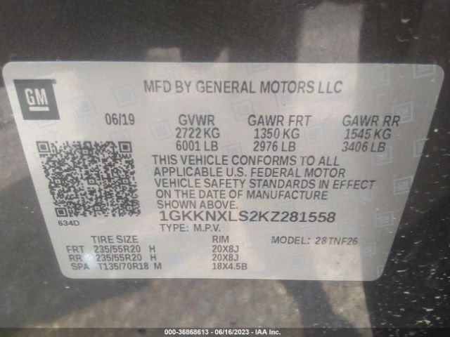 1GKKNXLS2KZ281558 GMC Acadia Denali