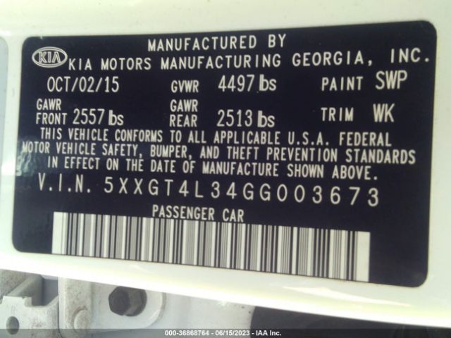 5XXGT4L34GG003673 KIA Optima Lx