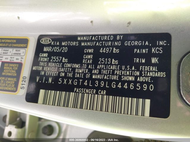 5XXGT4L39LG446590 KIA Optima Lx