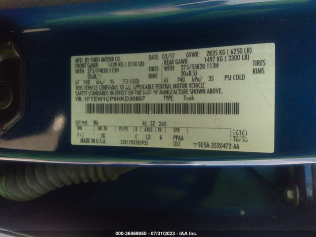 1FTEW1CP9HKD30867 Ford F-150 Xl/xlt/lariat