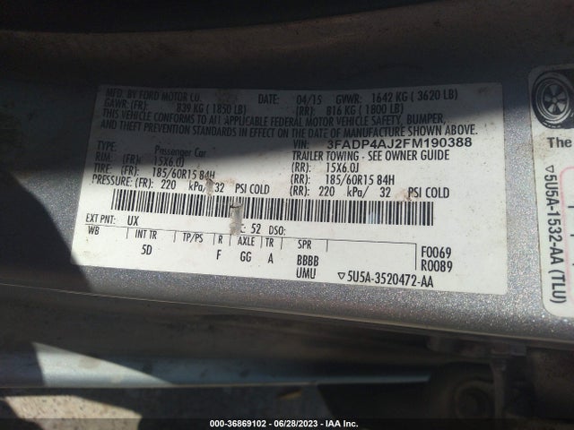 Ford FIESTA S 2015 3FADP4AJ2FM190388 Image 9