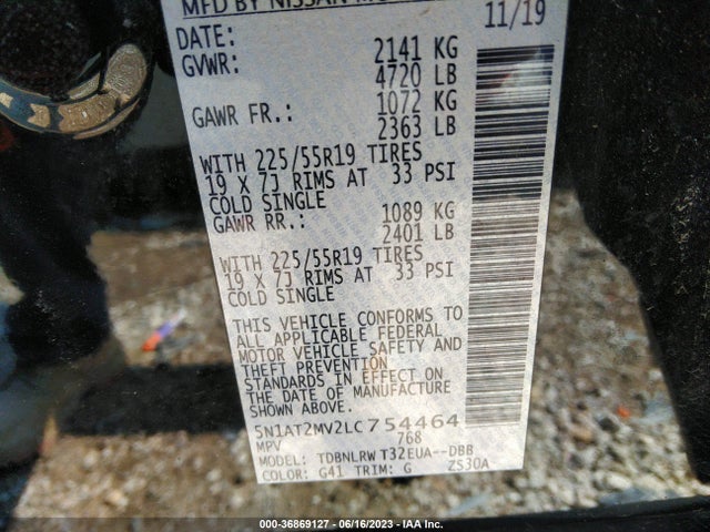 2020 NISSAN ROGUE SL VIN: 5N1AT2MV2LC754464