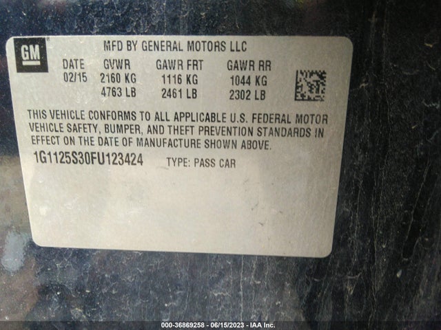 Chevrolet Impala 2lt 2015 1G1125S30FU123424 Image 9