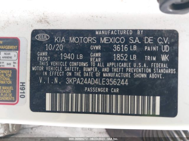 3KPA24AD4LE356244 KIA RIO LX