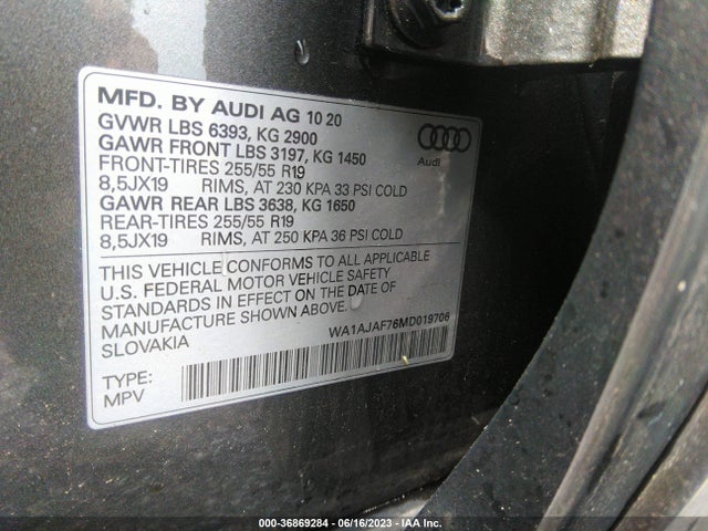 WA1AJAF76MD019706 Audi Q7 PREMIUM