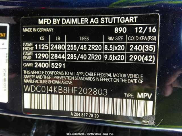WDC0J4KB8HF202803 Mercedes-Benz GLC
