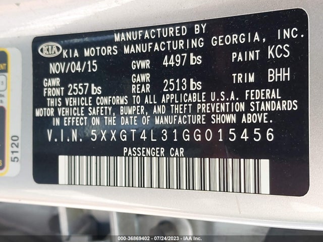 KIA Optima Lx 2016 5XXGT4L31GG015456 Image 9