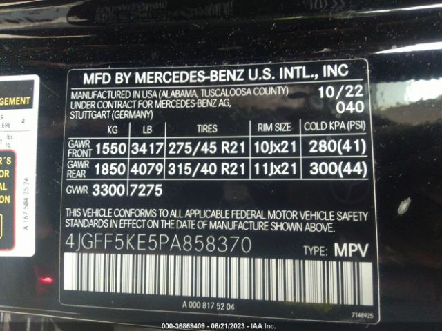 4JGFF5KE5PA858370 Mercedes-Benz Gls Gls 450