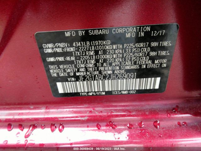 JF2GTABC2JH269091 Subaru Crosstrek Premium