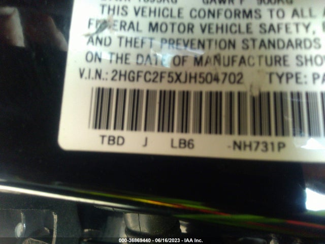Honda Civic Sedan Lx 2018 2HGFC2F5XJH504702 Image 9