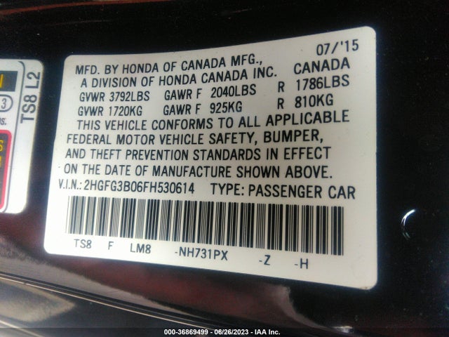 Honda Civic Coupe Ex-l 2015 2HGFG3B06FH530614 Image 9