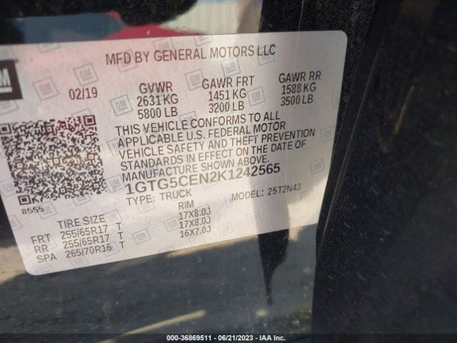 1GTG5CEN2K1242565 GMC Canyon 2wd Sle