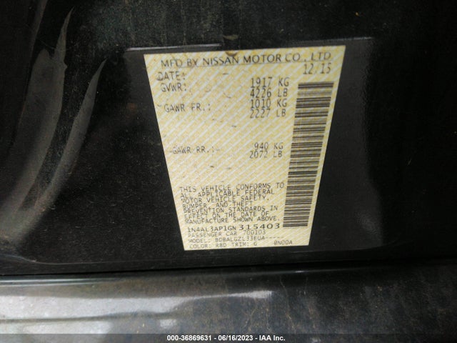 Nissan ALTIMA 2.5 2016 1N4AL3AP1GN315403 Image 15