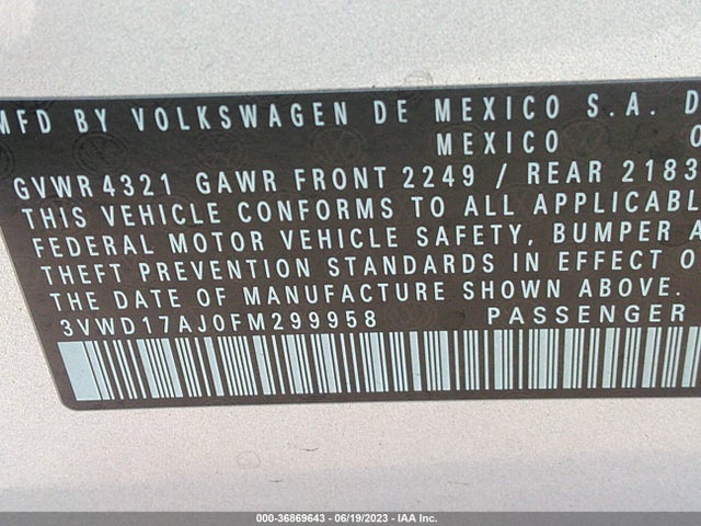 3VWD17AJ0FM299958 Volkswagen Jetta Sedan 1.8t Se