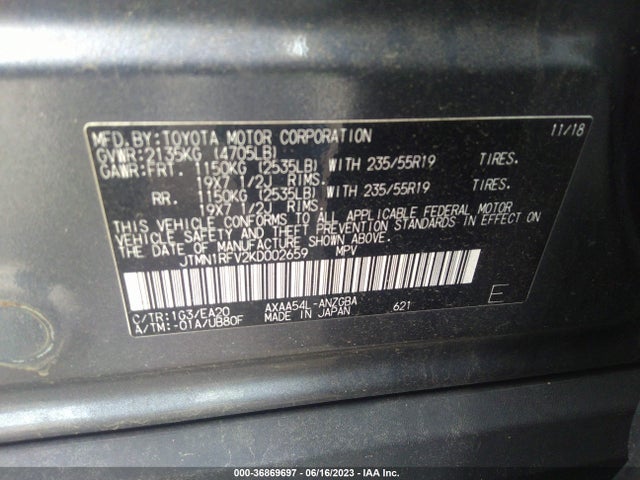 Toyota Rav4 Limited 2019 JTMN1RFV2KD002659 Image 9