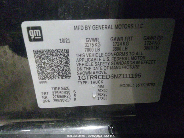 GMC Sierra 1500 Limited Elevation 2022 1GTR9CED6NZ111195 Image 9