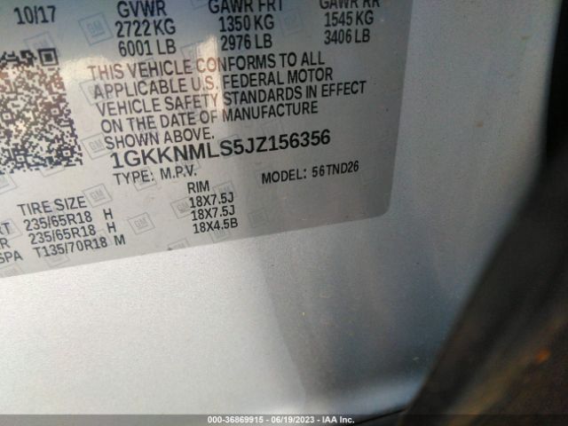 1GKKNMLS5JZ156356 GMC ACADIA SLT