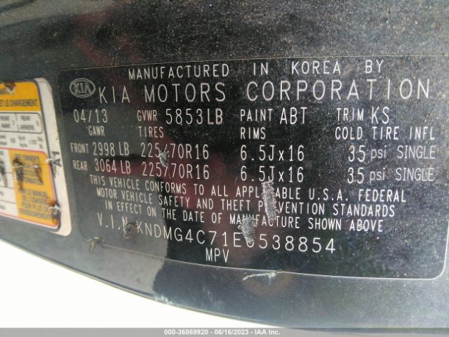 KNDMG4C71E6538854 KIA SEDONA LX