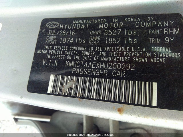 Hyundai ACCENT SE 2017 KMHCT4AEXHU200292 Image 9