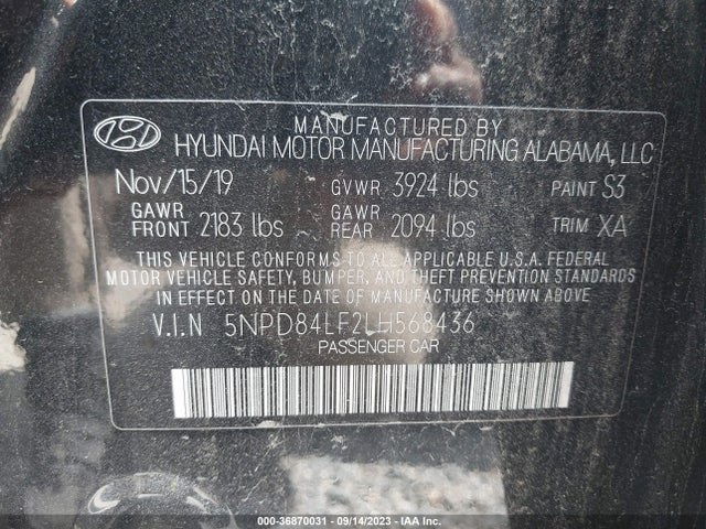 Hyundai ELANTRA SEL 2020 5NPD84LF2LH568436 Image 9