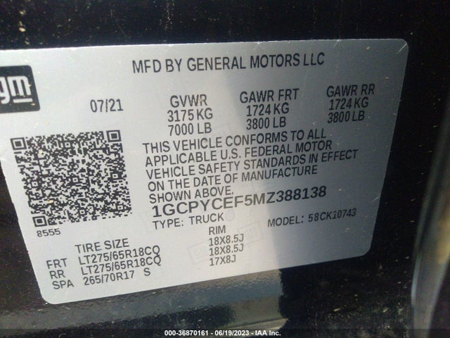 Chevrolet Silverado 1500 Custom Trail Boss 2021 1GCPYCEF5MZ388138 Image 16