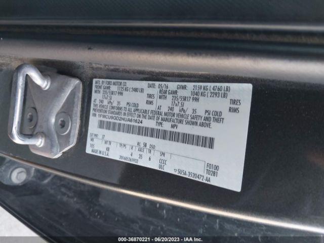 1FMCU9GD2HUA61624 Ford ESCAPE SE